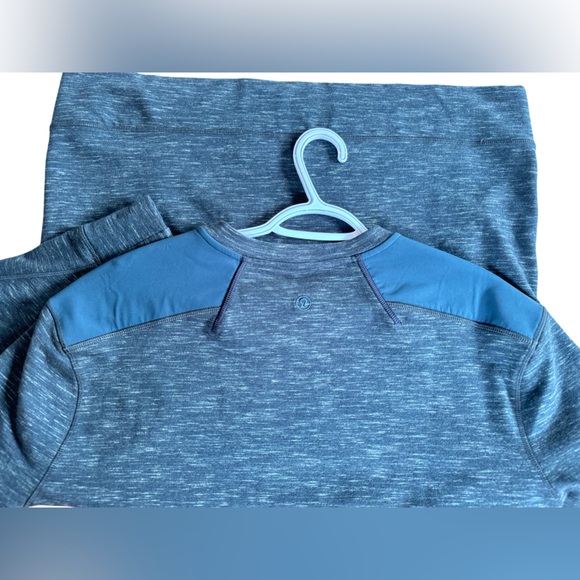 Mens Lululemon Transit Long Sleeve V Heathered Fuel Green / Fuel Green - Picture 11 of 13